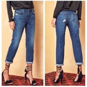 Lovers + Friends Ezra Slim Boyfriend Jeans Crop Medium Wash 100% Cotton Size 28